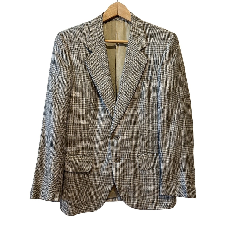 Vintage Ermenegildo Zegna Blazer Wool Blend Size 39 Preppy Old Money Glen Plaid